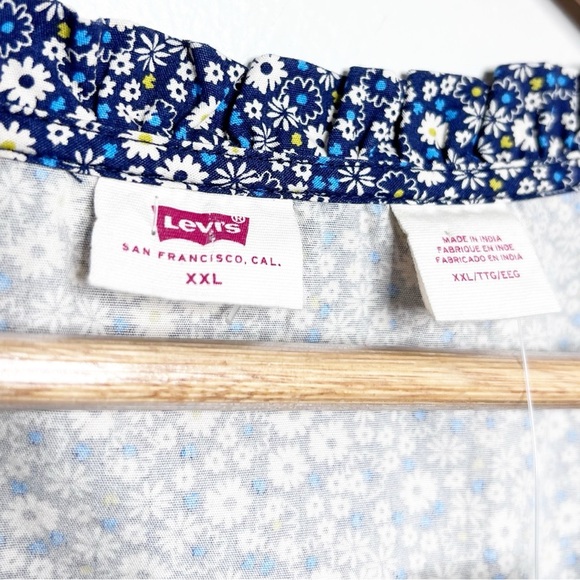 New with Tags Levi's Womens Joella Button-Up Floral Puff Sleeve Crop Blouse - Picture 11 of 16
